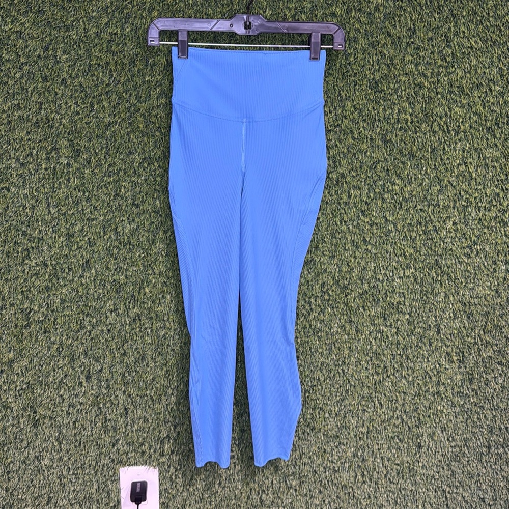 EUC Lululemon Base Pace High Rise Ribbed Tight Leggings Blue Nile 2
